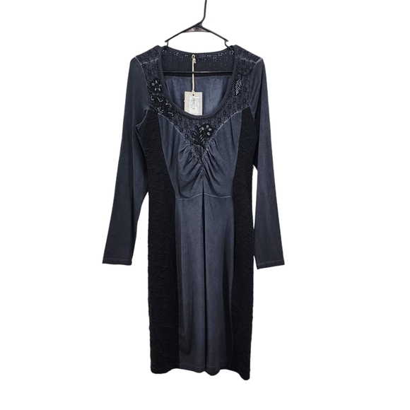 Anvrdie Women's Beaded Ruched Front Long Sleeves Bodycon Dress - Picture 1 of 8